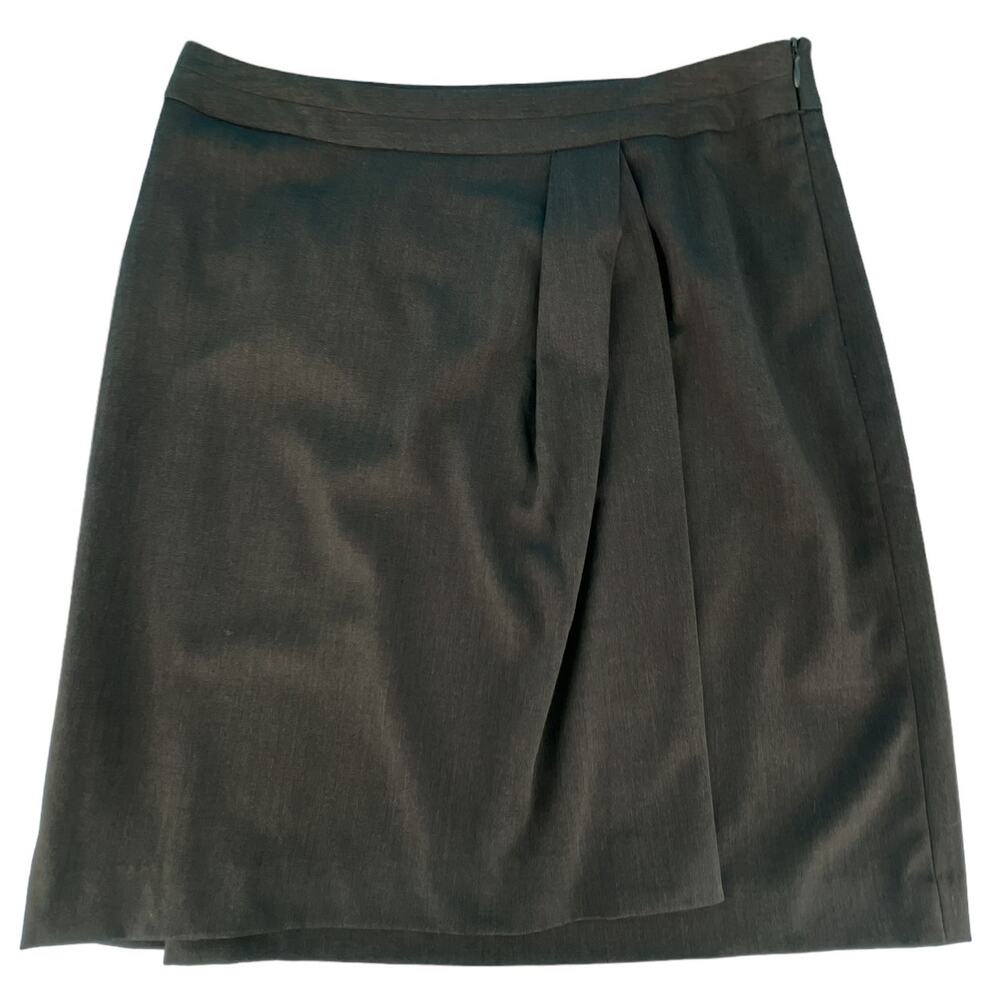 Adrienne Vittadini Charcoal Pleated Career Midi Skirt Women’s Size 8